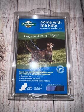 Petsafe Come With Me Kitty Harness & Bungee Leash Cats Up 20lbs Sz Large Blue